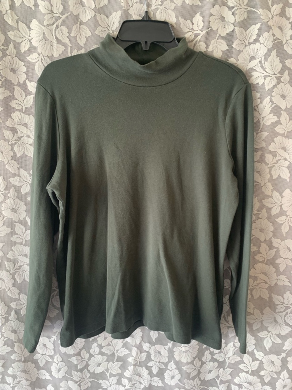 Coldwater Creek Olive Green Long Sleeve Mock Neck Top